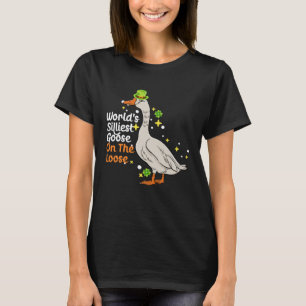 Werelds domste gans op de losse Gekke St Patr T-shirt
