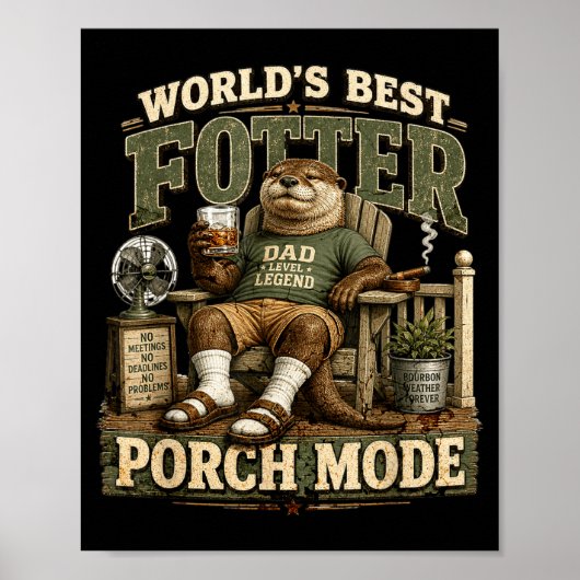 Werelds fotter veranda modus grappige otter vader poster (Voorkant)