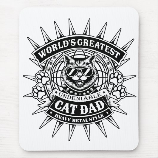 Werelds grootste heavy metal kat vader muismat (Voorkant)