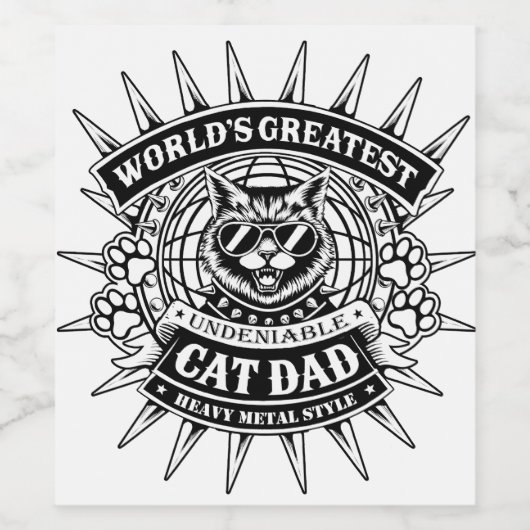 Werelds grootste heavy metal kat vader wijn etiket (Enkel label)