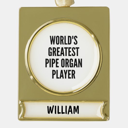 Werelds grootste pijp orgel speler verguld banner ornament (Voorkant)