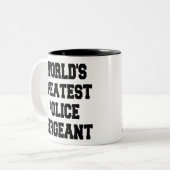 Werelds grootste politiesergeant tweekleurige koffiemok (Voorkant links)