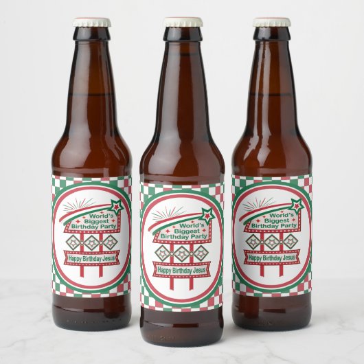 Werelds Grootste Verjaardagsfeest Marquee Bier Etiket (Flessen)