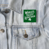 Werelds hoogste Leprechaun Ierse St. Patrick's Dag Vierkante Button 5,1 Cm (In situ)