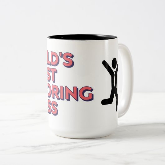 Werelds meest niet-saaie baas tweekleurige koffiemok (Voorkant rechts)