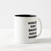 Werelds meest stoere sociaal werker koffiemok tweekleurige koffiemok (Voorkant rechts)