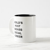 Werelds meest stoere sociaal werker koffiemok tweekleurige koffiemok (Voorkant links)