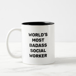 Werelds meest stoere sociaal werker koffiemok tweekleurige koffiemok