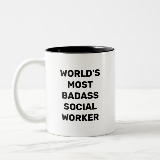 Werelds meest stoere sociaal werker koffiemok tweekleurige koffiemok (Links)