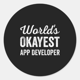 Werelds oké app-ontwikkelaar grappig sarcastisch m ronde sticker