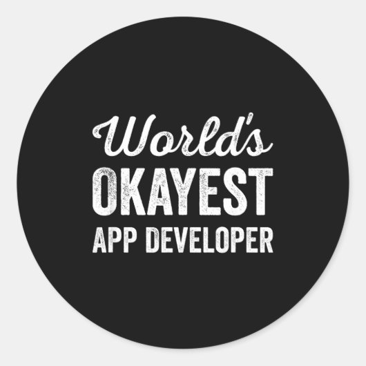 Werelds oké app-ontwikkelaar grappig sarcastisch m ronde sticker (Voorkant)