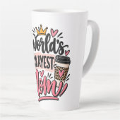 Werelds Oké Moeder Luipaardprint Rommelige Knot Latte Mok (Rechterhoek)