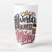 Werelds Oké Moeder Luipaardprint Rommelige Knot Latte Mok (Voorkant)