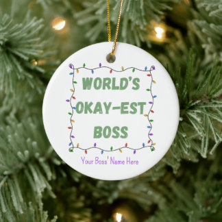 Werelds Okéste Baas Kerst Werk Kantoor Groep Keramisch Ornament