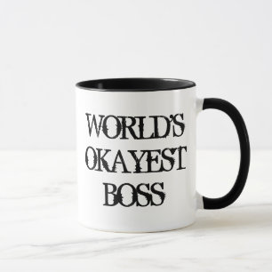 Werelds Okéste Baas zwart wit ringer koffiemok Mok