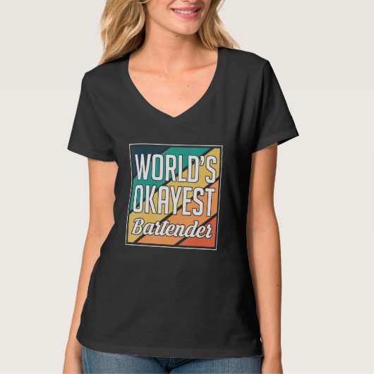 Werelds Okéste Bartender Barkeeper T-shirt (Voorkant)