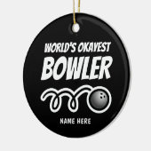 Werelds Okéste Bowler leuke kerstboomornament Keramisch Ornament (Links)