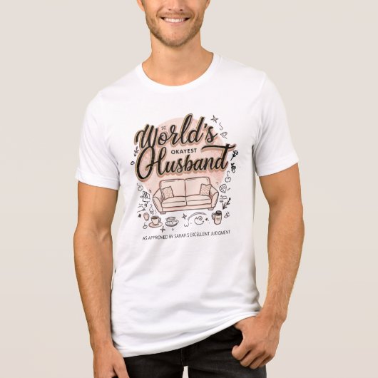 Werelds Okéste Echtgenoot Funny Gepersonaliseerd Tri-Blend Shirt (Voorkant)