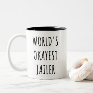 Werelds Okéste Gevangenisbewaarder Grappige Correc Tweekleurige Koffiemok