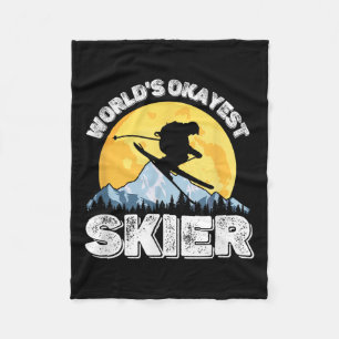 Werelds Okéste Skiër Retro Vintage Ski Liefhebber  Fleece Deken