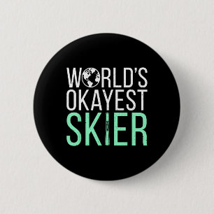 Werelds Okéste Skiër Sneeuw Wintersport Skiër  Ronde Button 5,7 Cm