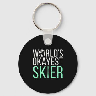 Werelds Okéste Skiër Sneeuw Wintersport Skiër  Sleutelhanger