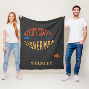 Werelds Okéste Visser Vissen Vader Gepersonaliseer Fleece Deken
