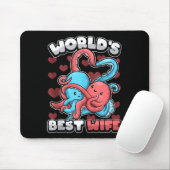 Werelds vrouw Cute Kawaii Octopus Hart Lief Koppel Muismat (Met muis)