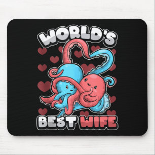 Werelds vrouw Cute Kawaii Octopus Hart Lief Koppel Muismat