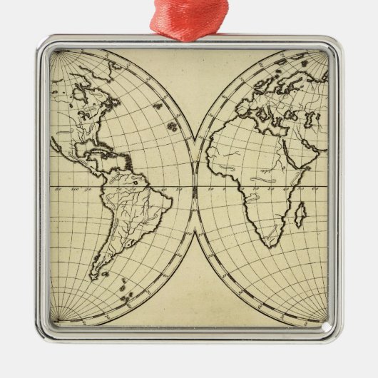 Wereldschets voor het dubbele halfrond metalen ornament (Voorkant)