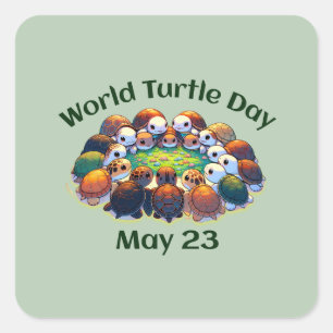 Wereldschildpad Vierkante Sticker