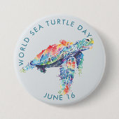 Wereldschildpad voor Zee, zee waterverf schildpad Ronde Button 7,6 Cm (Voorkant)