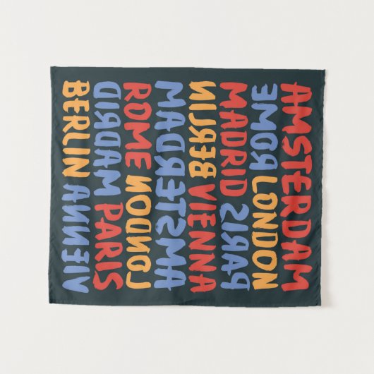 Wereldstad | Penseel en inktpatroon Wandkleed (Voorkant (horizontaal))