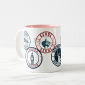 Wereldstads Paspoort Stempel Mok – Vintage ReisCad (Voorkant links)