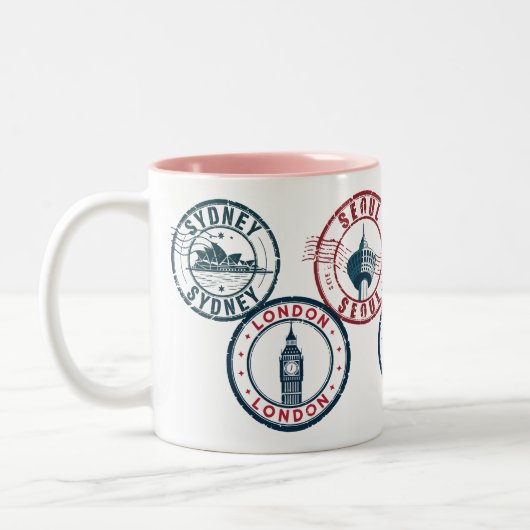 Wereldstads Paspoort Stempel Mok – Vintage ReisCad (Links)