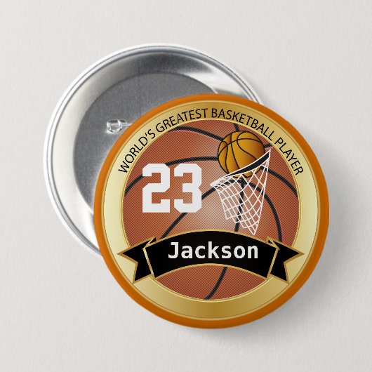 Wereldste Basketball Player Ronde Button 7,6 Cm (Voorkant /achterkant)
