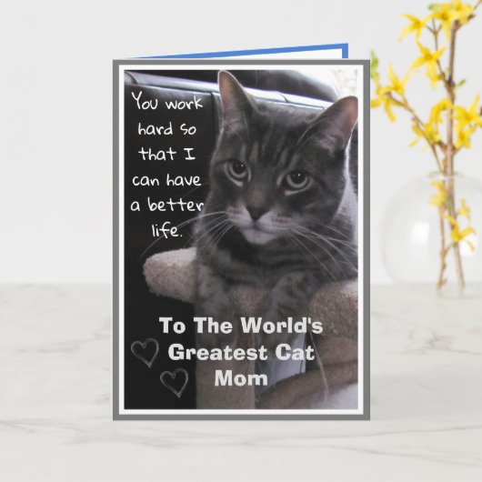 Wereldste kat mam grappigste kaart (Gele Bloem)