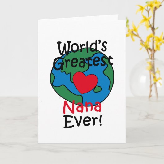 Wereldste Nana Heart Kaart (Gele Bloem)