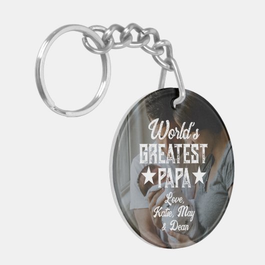 Wereldste Papa-fotovaderdag Sleutelhanger (Voorkant Links)