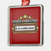 Wereldste receptioniste metalen ornament (Links)