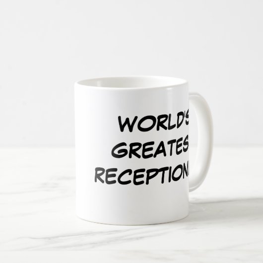 'Wereldste receptionistische' Mok (Voorkant rechts)
