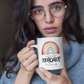 Wereldste regenboog van de leraar koffiemok
