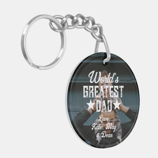 Wereldste vaders dag van de Foto van de Vader Sleutelhanger (Voorkant Links)