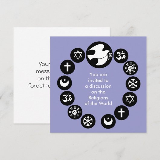Wereldsymbolen voor religie kaart (Voorkant / Achterkant)