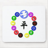 Wereldsymbolen voor religie muismat (Voorkant)