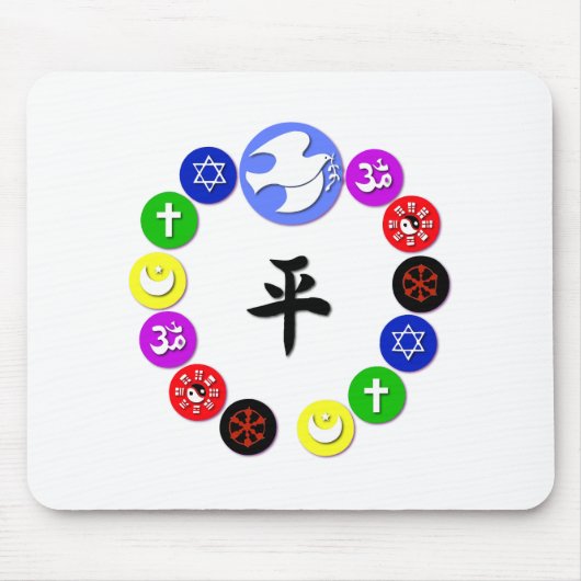 Wereldsymbolen voor religie muismat (Voorkant)