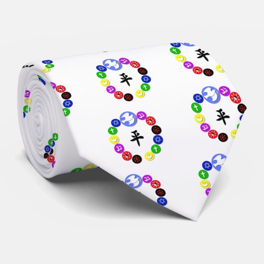 Wereldsymbolen voor religie stropdas (Opgerold)