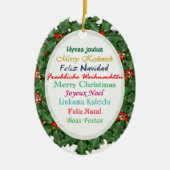 Wereldtalen Prettig Kerstmis Tekst Ornament (Voorkant)