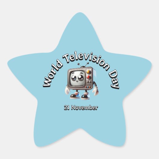 Wereldtelevisiedag. 21 november ster sticker (Voorkant)