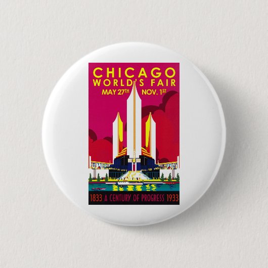 Wereldtentoonstelling in Chicago 1933 Ronde Button 5,7 Cm (Voorkant)